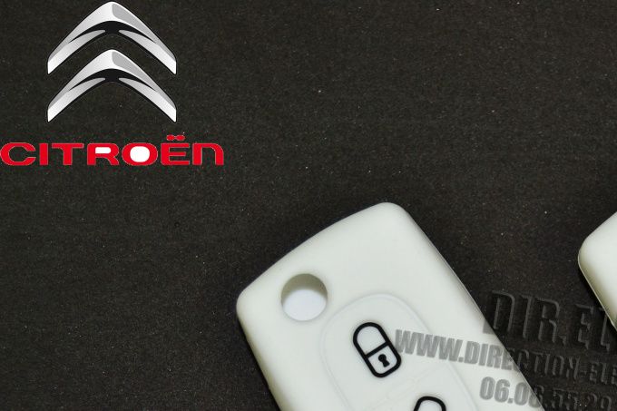 HOUSSE ETUI CLE CLEF TELECOMMANDE BLANC / BLANCHE Citroën C1, C2, C3, C4, Picasso, Aircross, C5, C6, C-Crosser...