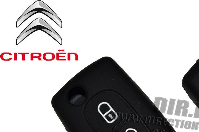 HOUSSE ETUI CLE CLEF TELECOMMANDE NOIR Citroën C1, C2, C3, C4, Picasso, Aircross, C5, C6, C-Crosser...